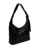 Cultured London black leather shoulder bag with silver fittings - British product