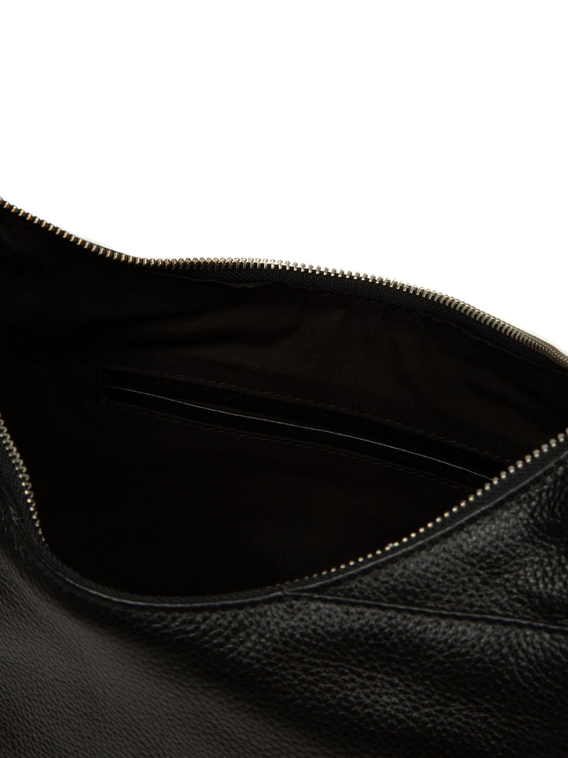 Cultured London black leather shoulder bag with silver fittings - British product