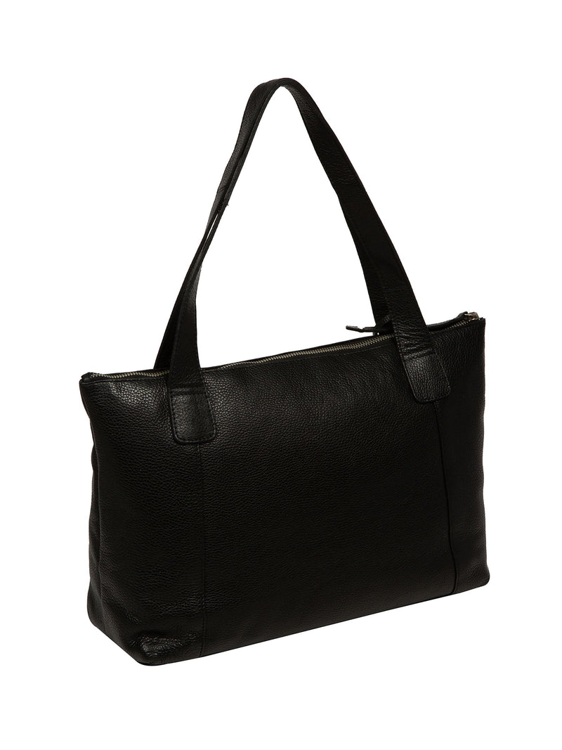 Cultured London Black Marina leather tote bag, British brand