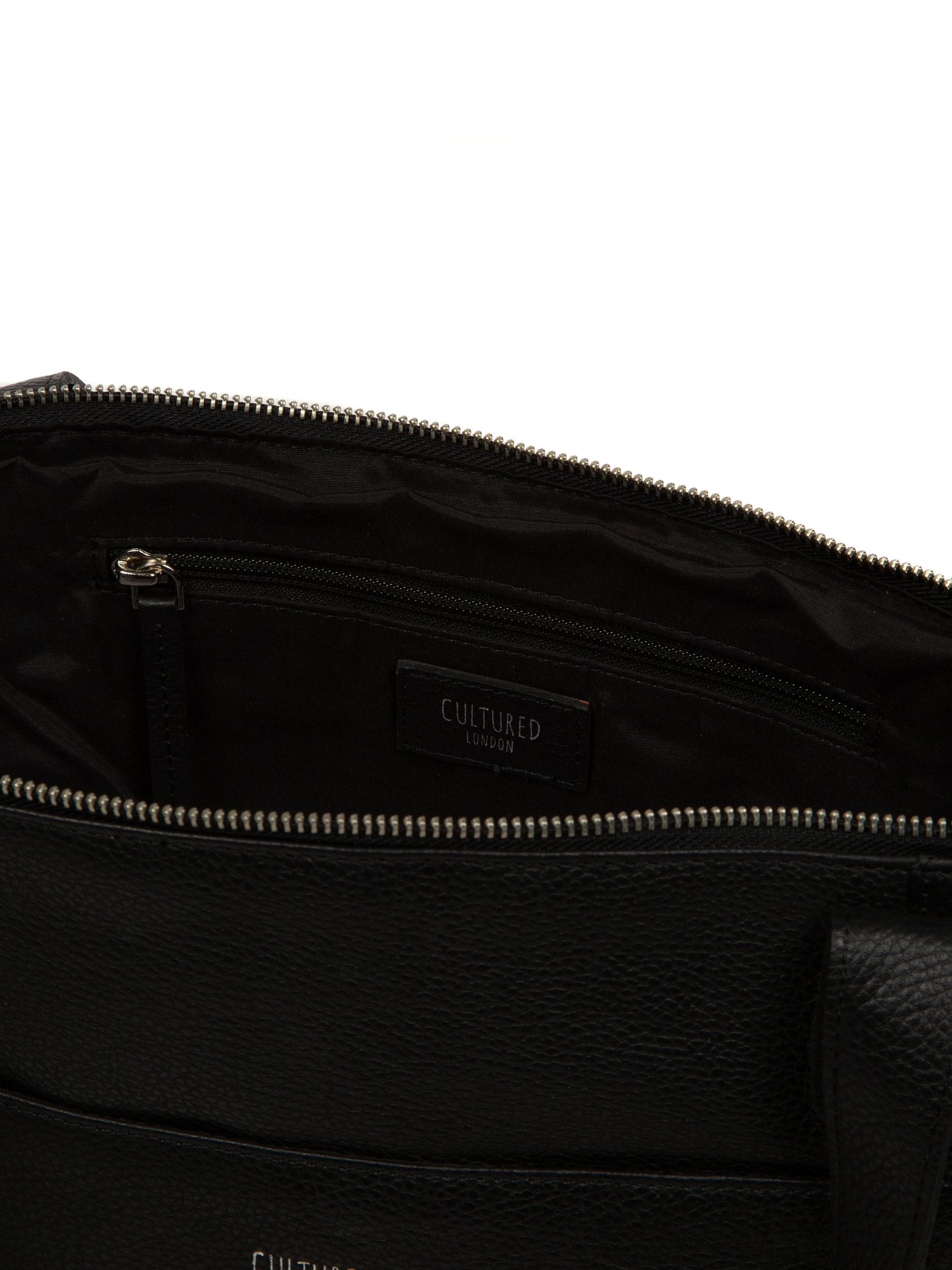 Cultured London Black Marina leather tote bag, British brand