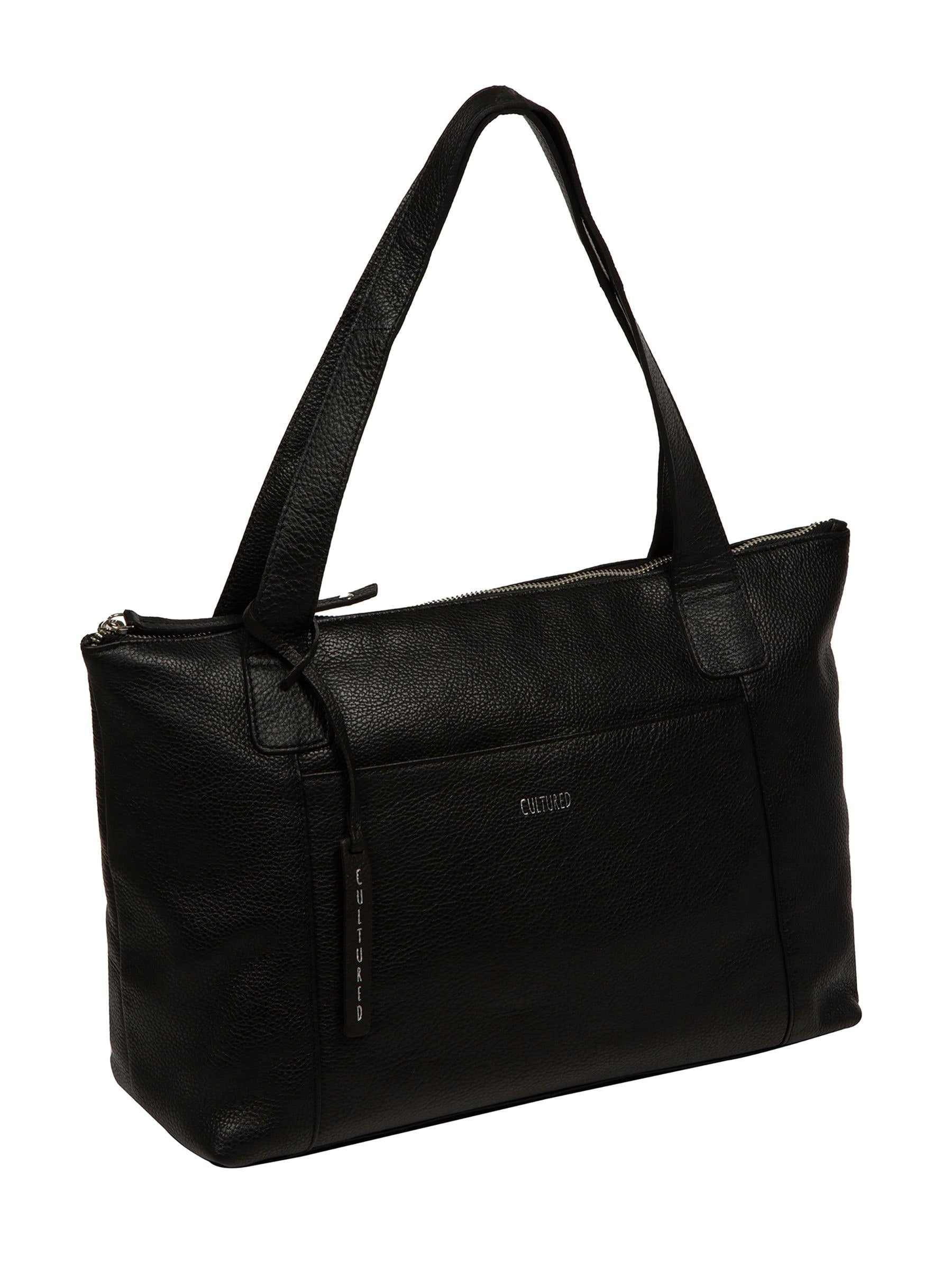 Cultured London Black Marina leather tote bag, British brand