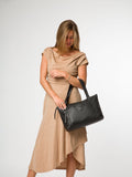 Cultured London Black Marina leather tote bag, British brand