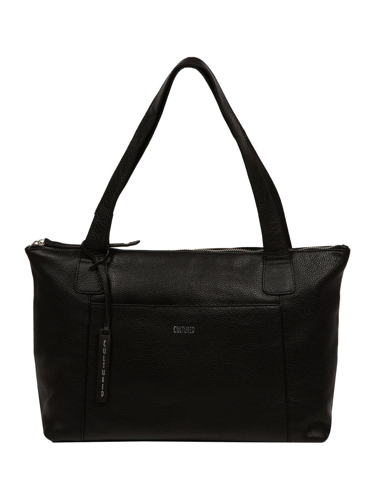 Cultured London Black Marina leather tote bag, British brand
