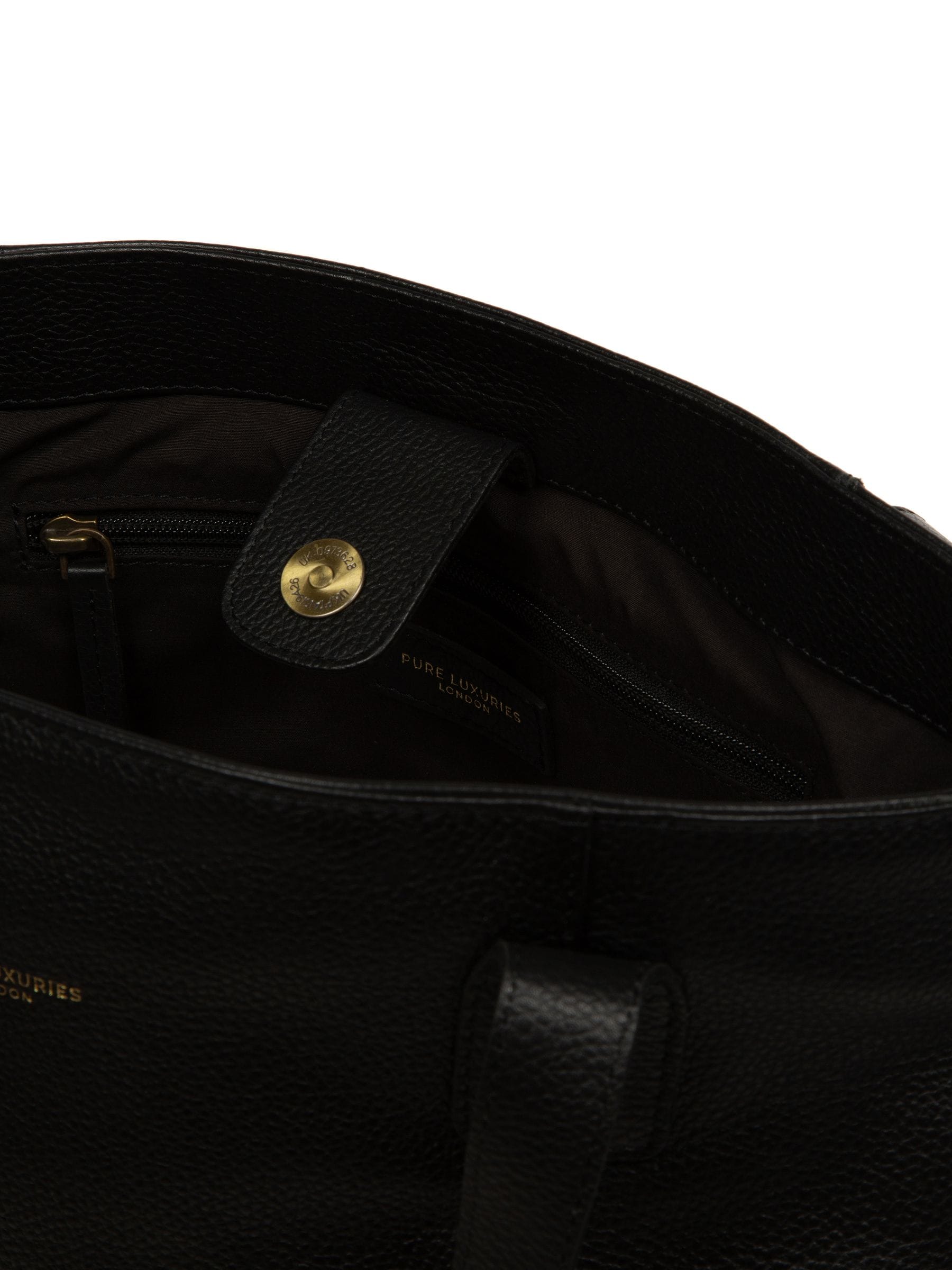 Pure Luxuries London black mochi leather tote bag, imported from the UK