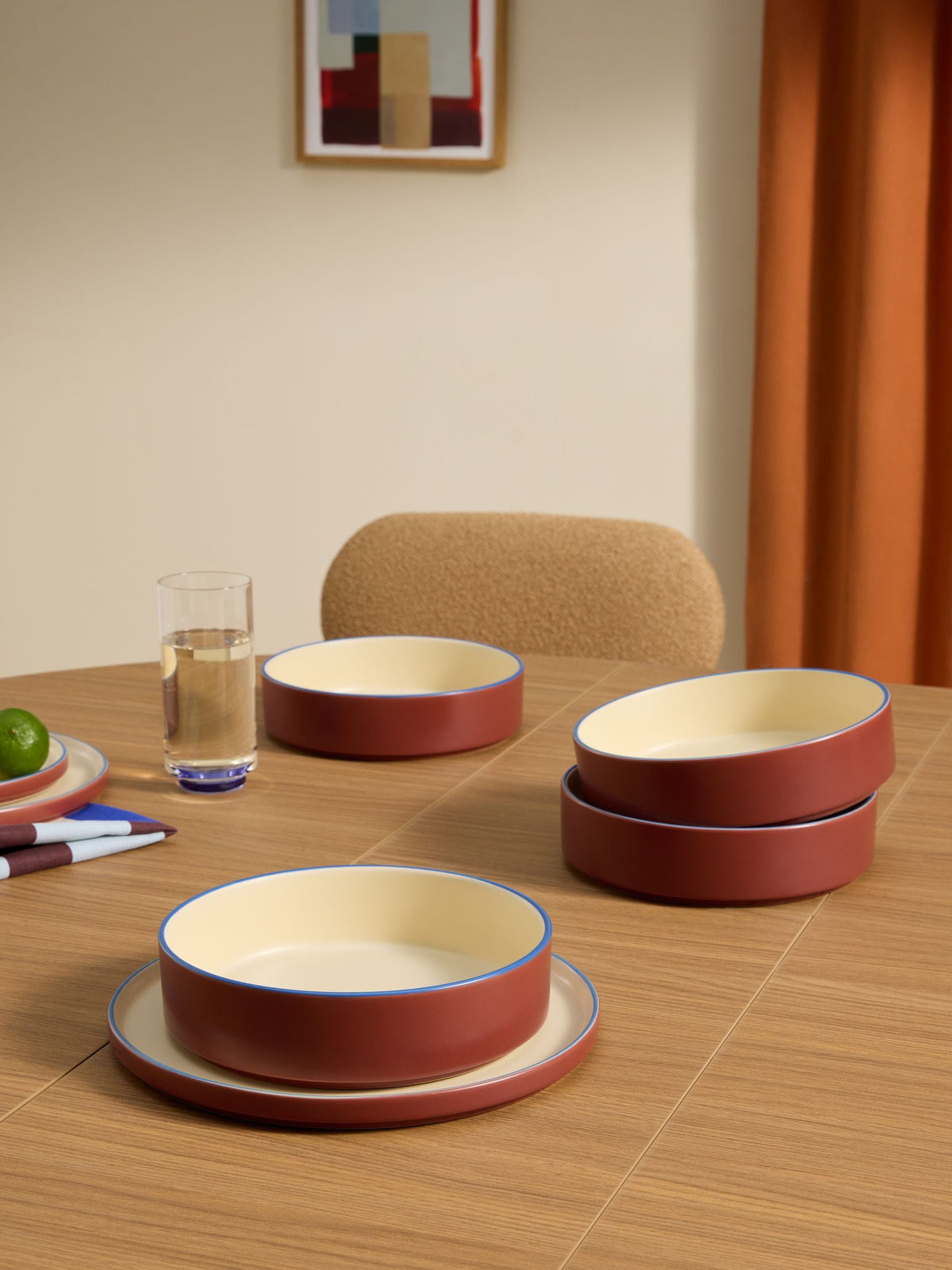 MADE.COM brown Allesio pasta bowls set of 4 (British brand)