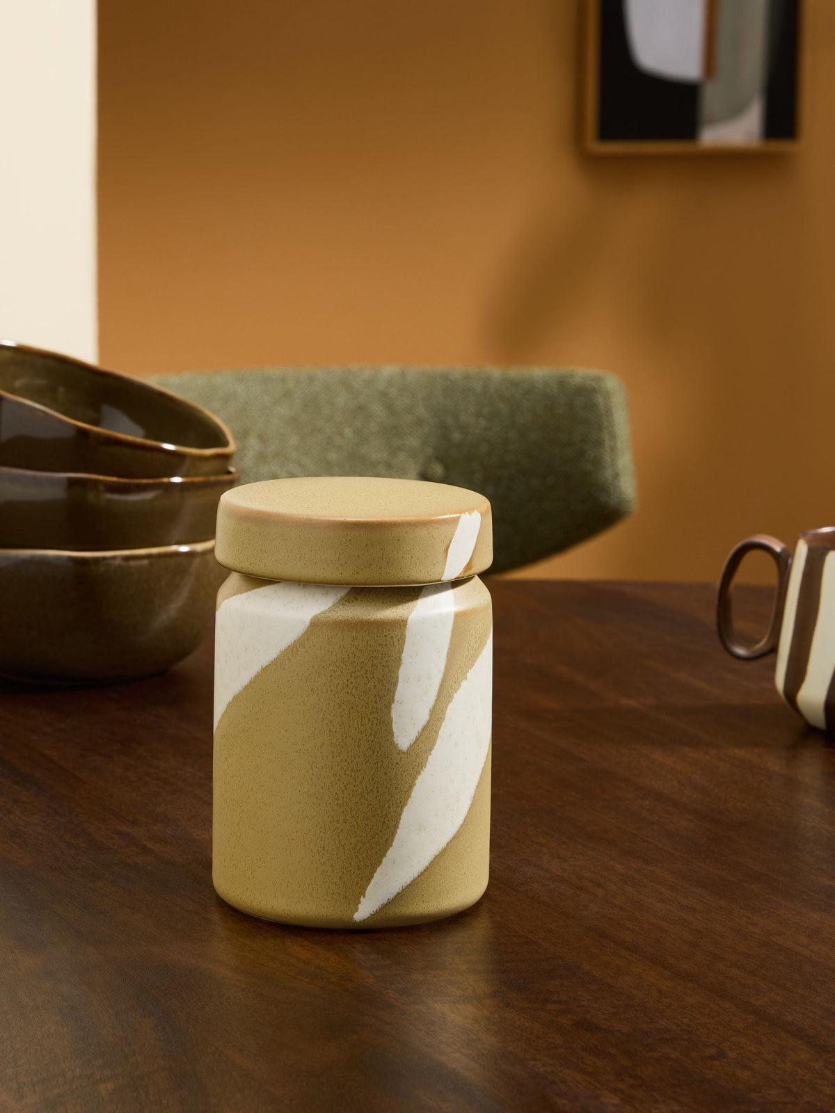 MADE.COM yellow mustard storage jar 14cm, imported from the UK