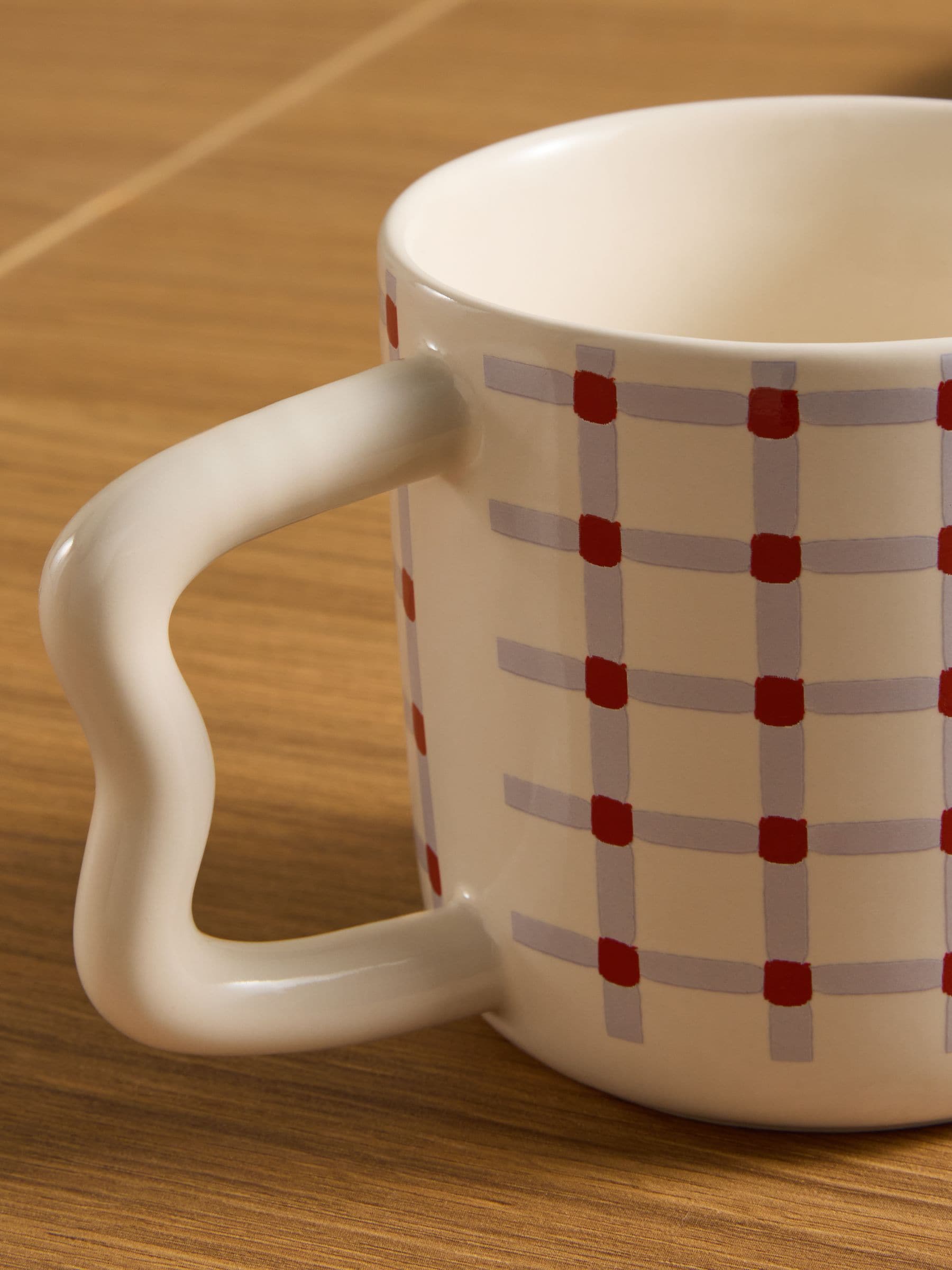 MADE.COM purple check mugs set of 4 (British brand)