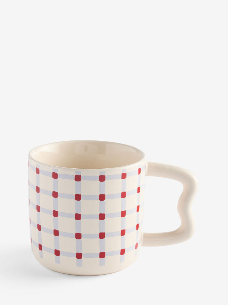 MADE.COM purple check mugs set of 4 (British brand)