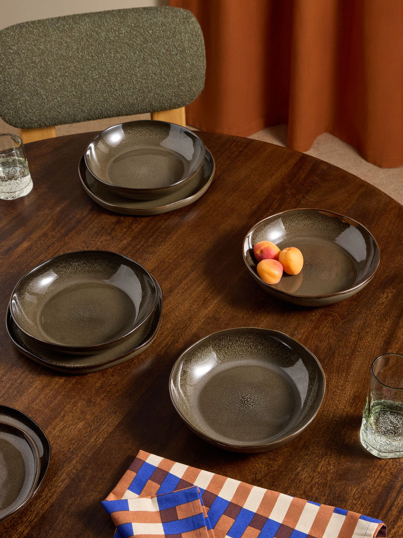 MADE.COM brown Vinnie pasta bowls 4 pack, imported from the UK