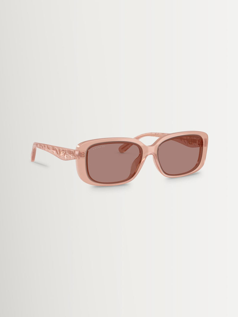 Coach pink rectangle sunglasses with light brown lenses (British brand)