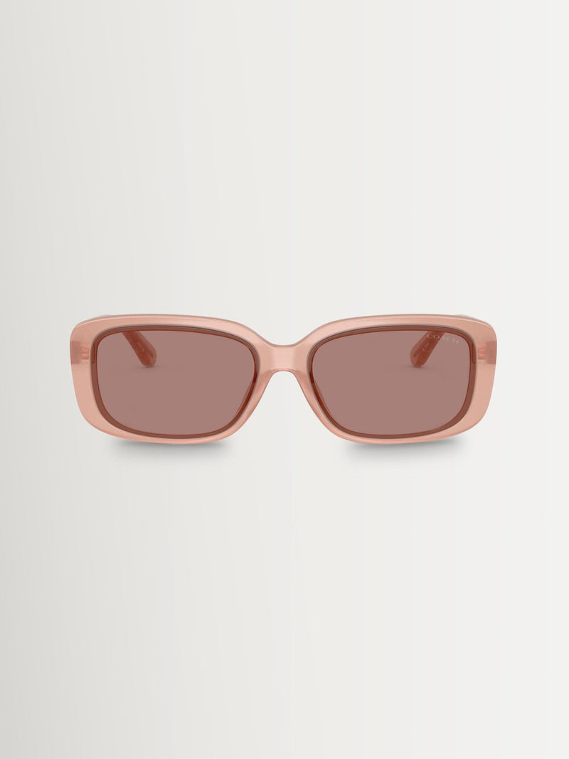 Coach pink rectangle sunglasses with light brown lenses (British brand)
