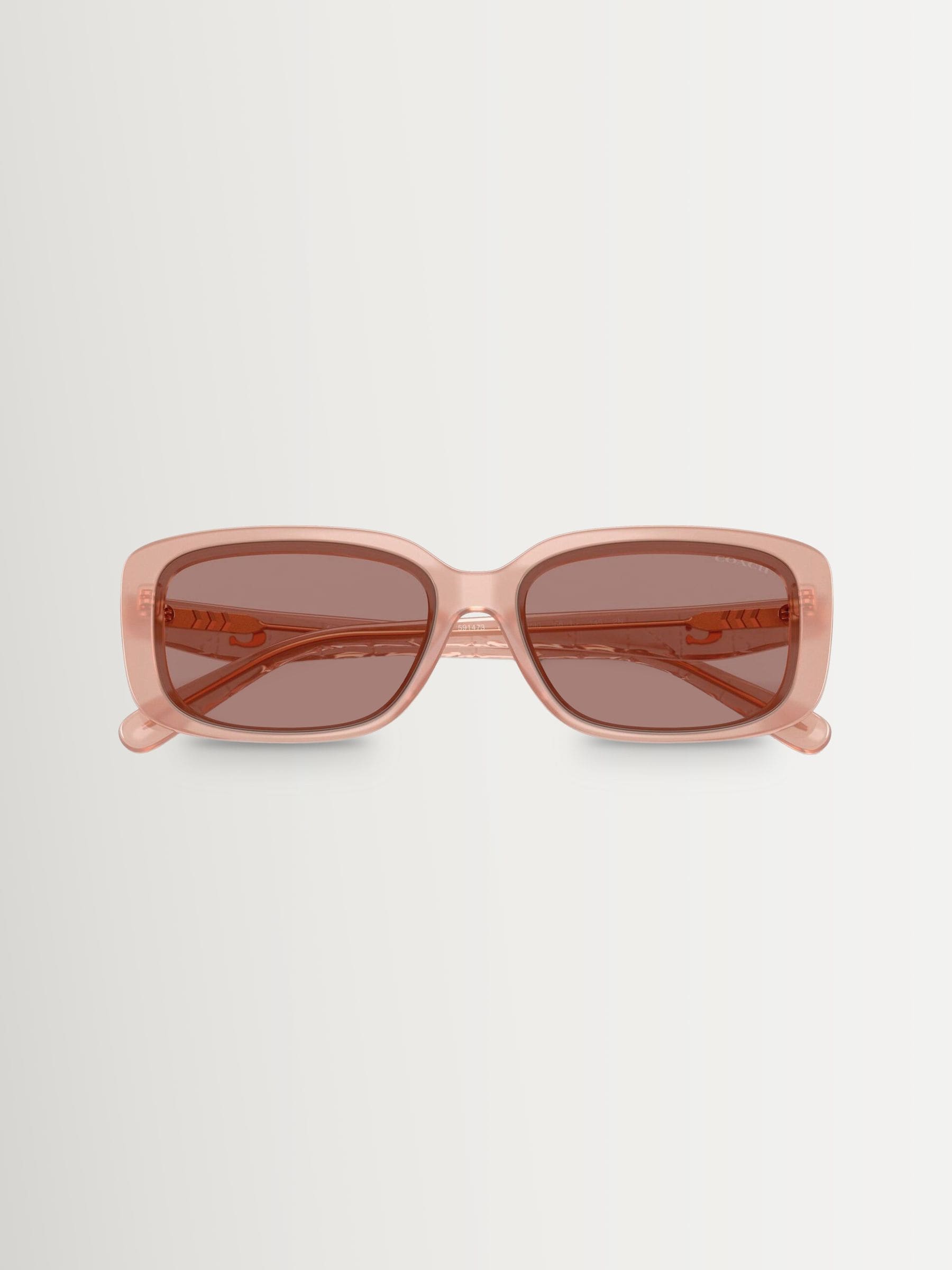 Coach pink rectangle sunglasses with light brown lenses (British brand)