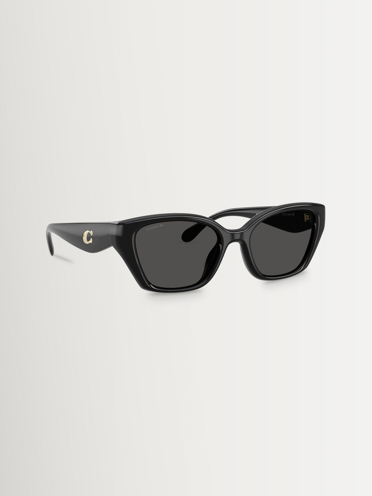 COACH black irregular sunglasses with grey solid lenses, imported from the UK