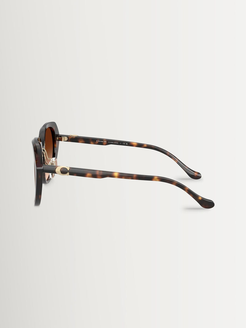 Coach irregular brown sunglasses with gradient lenses (British brand)