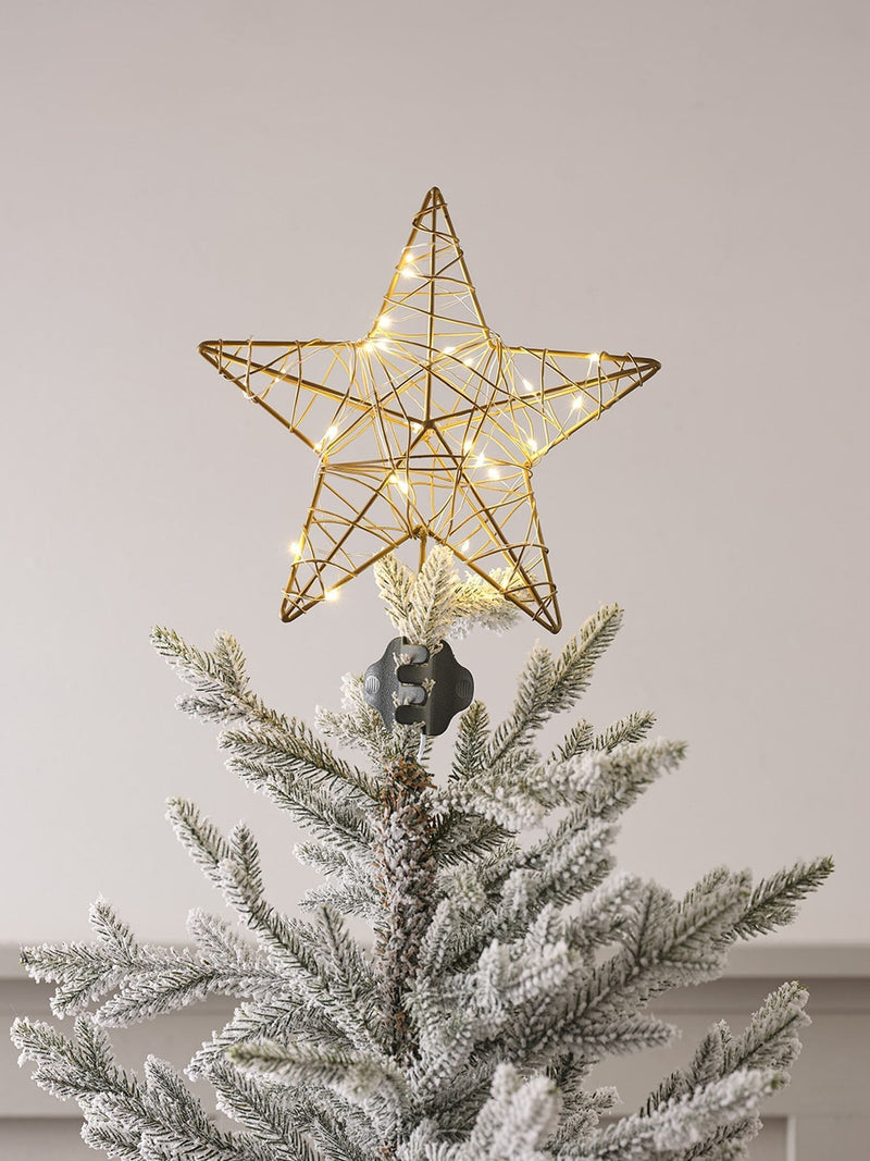Lights4fun gold star tree topper, imported from the UK