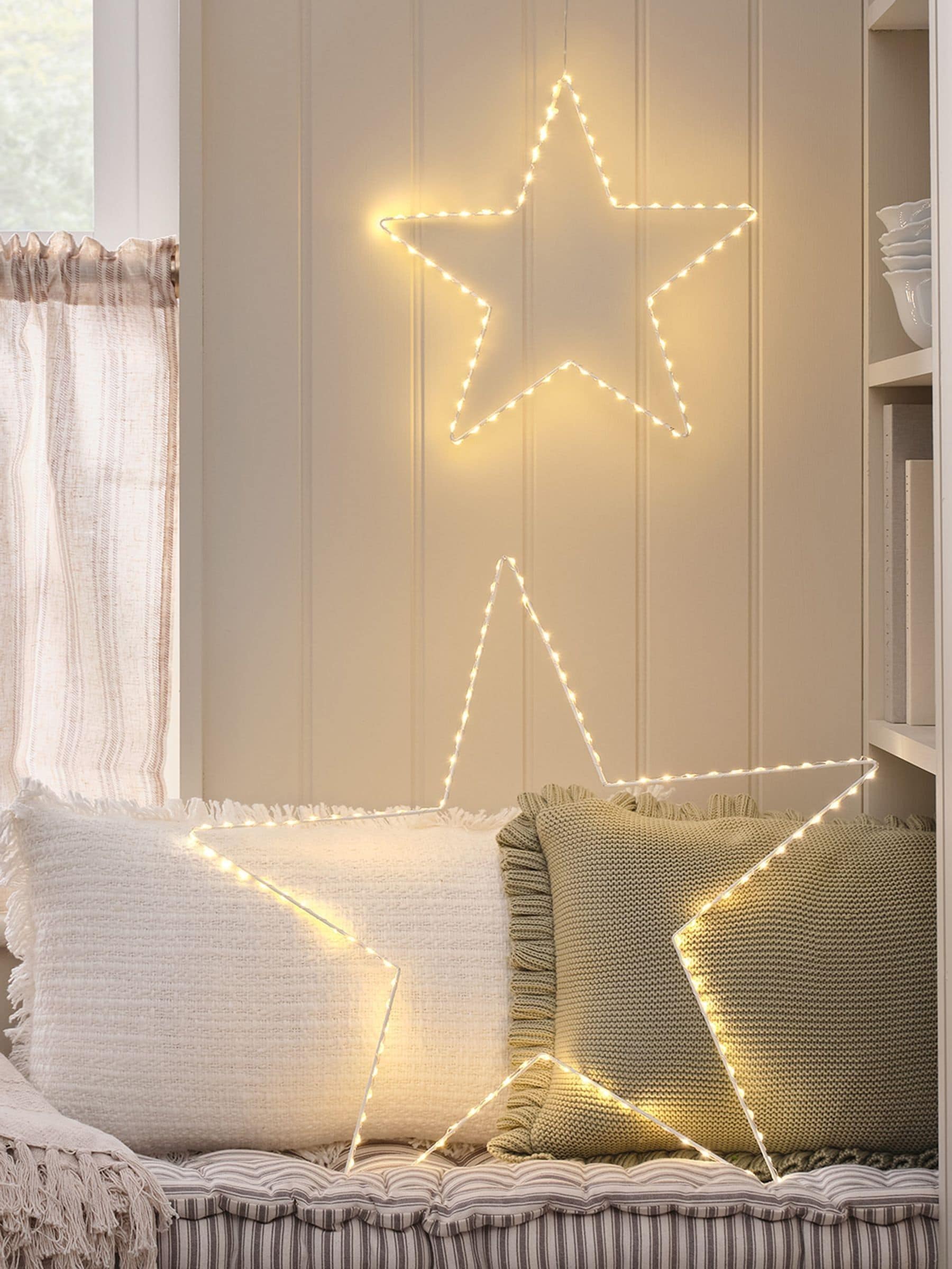 Lights4fun geometric star light set with dual colour LEDs, imported from the UK