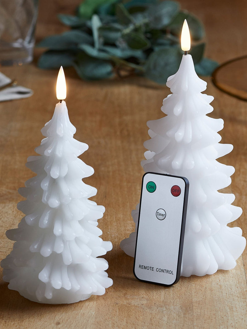 Lights4fun White TruGlow Tree Christmas Candle Duo (British brand)