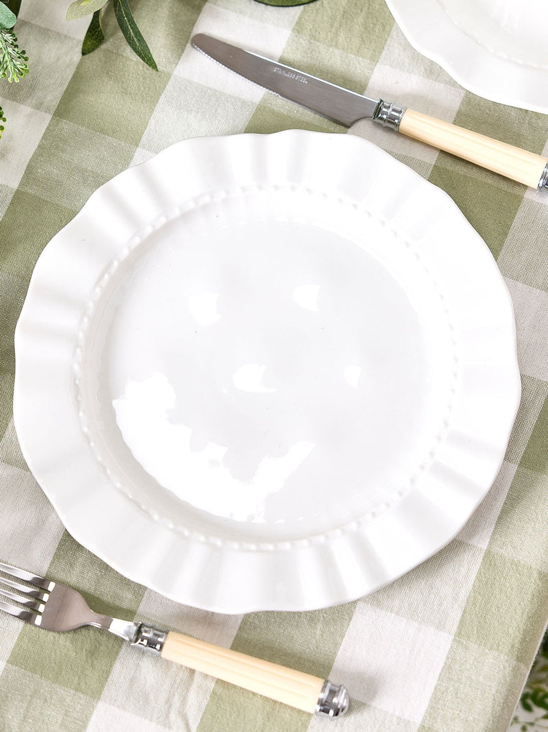 Dibor white rippled stoneware dinner plates set of 4, UK version