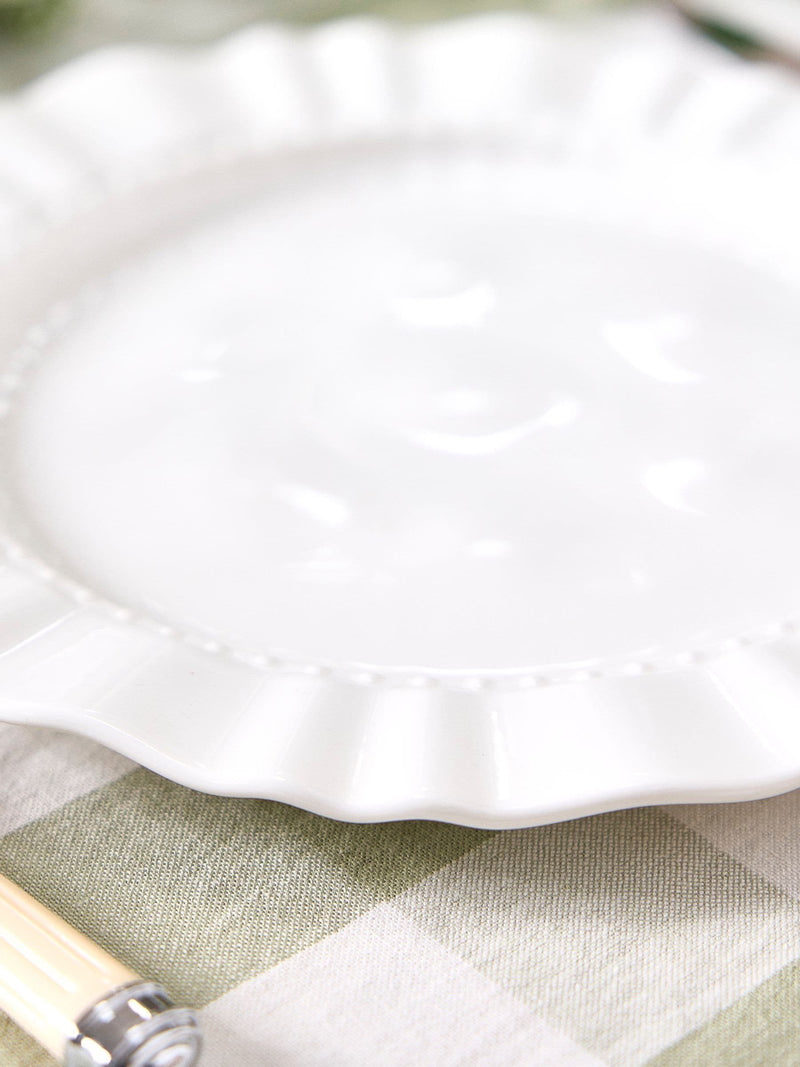 Dibor white rippled stoneware dinner plates set of 4, UK version