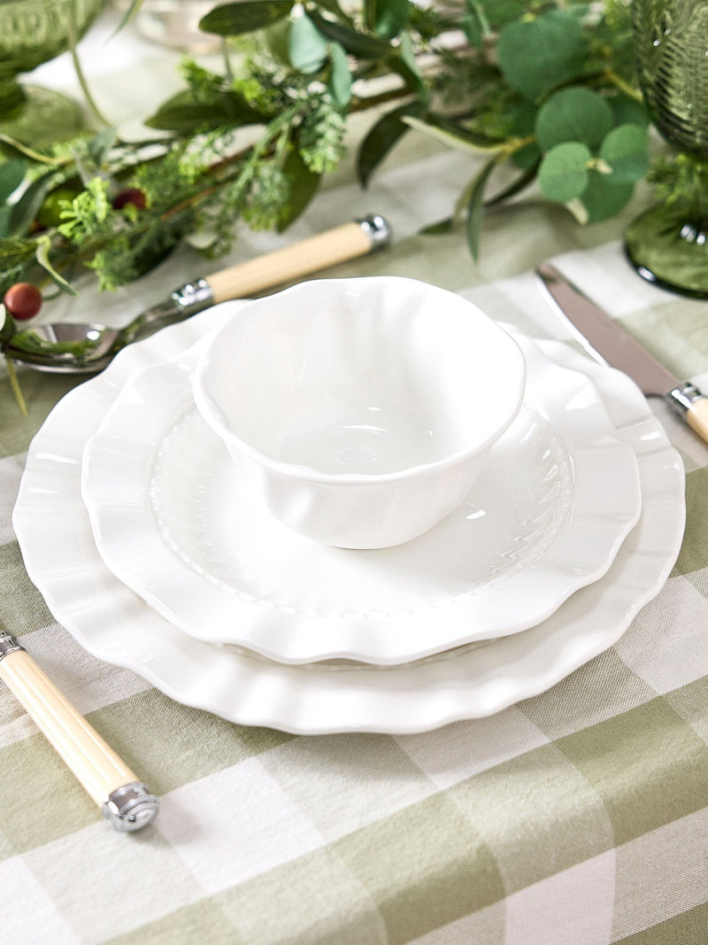 Dibor white rippled stoneware dinner plates set of 4, UK version