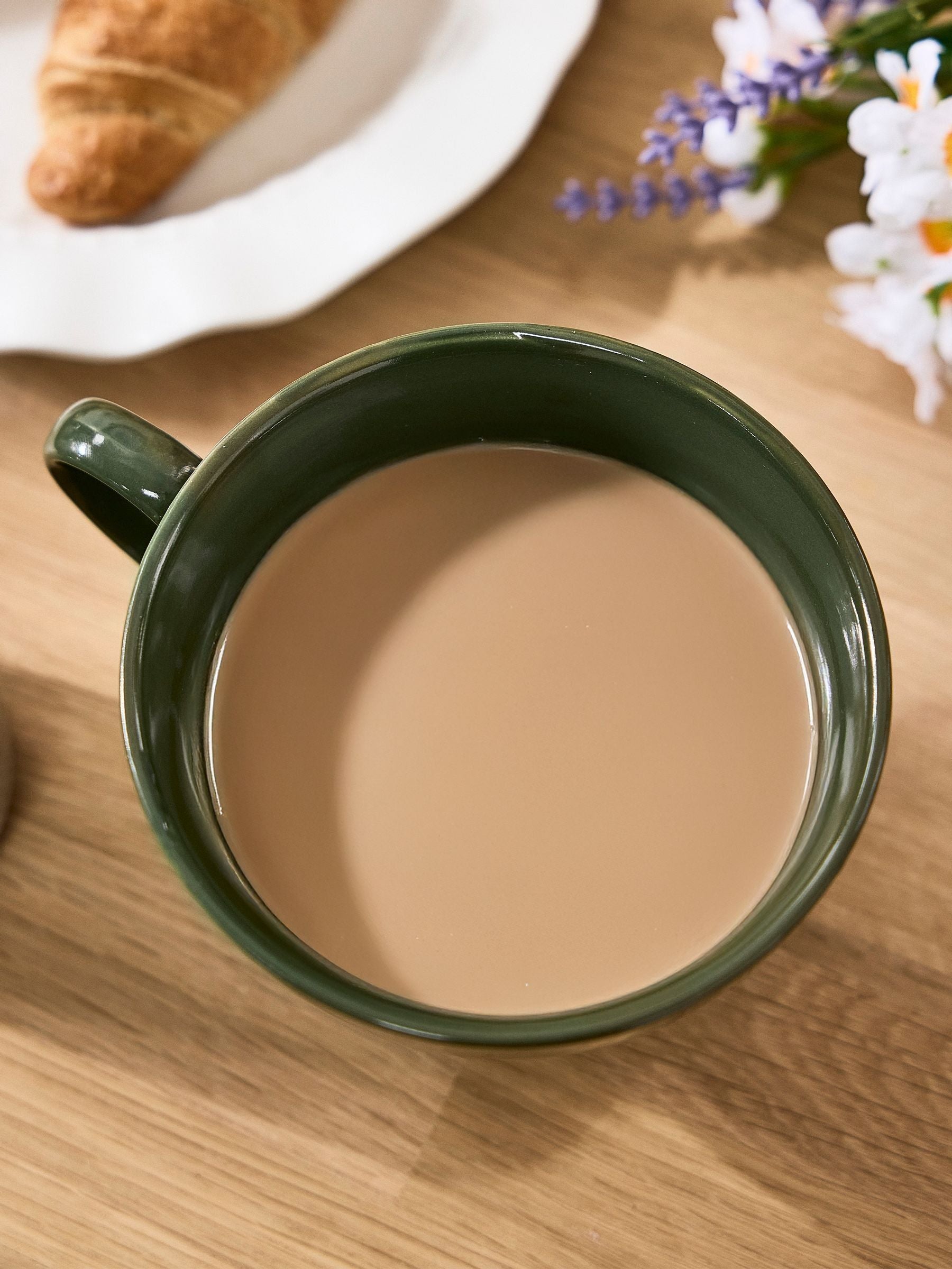 Dibor green footed XL mugs stoneware set of 2, imported from the UK