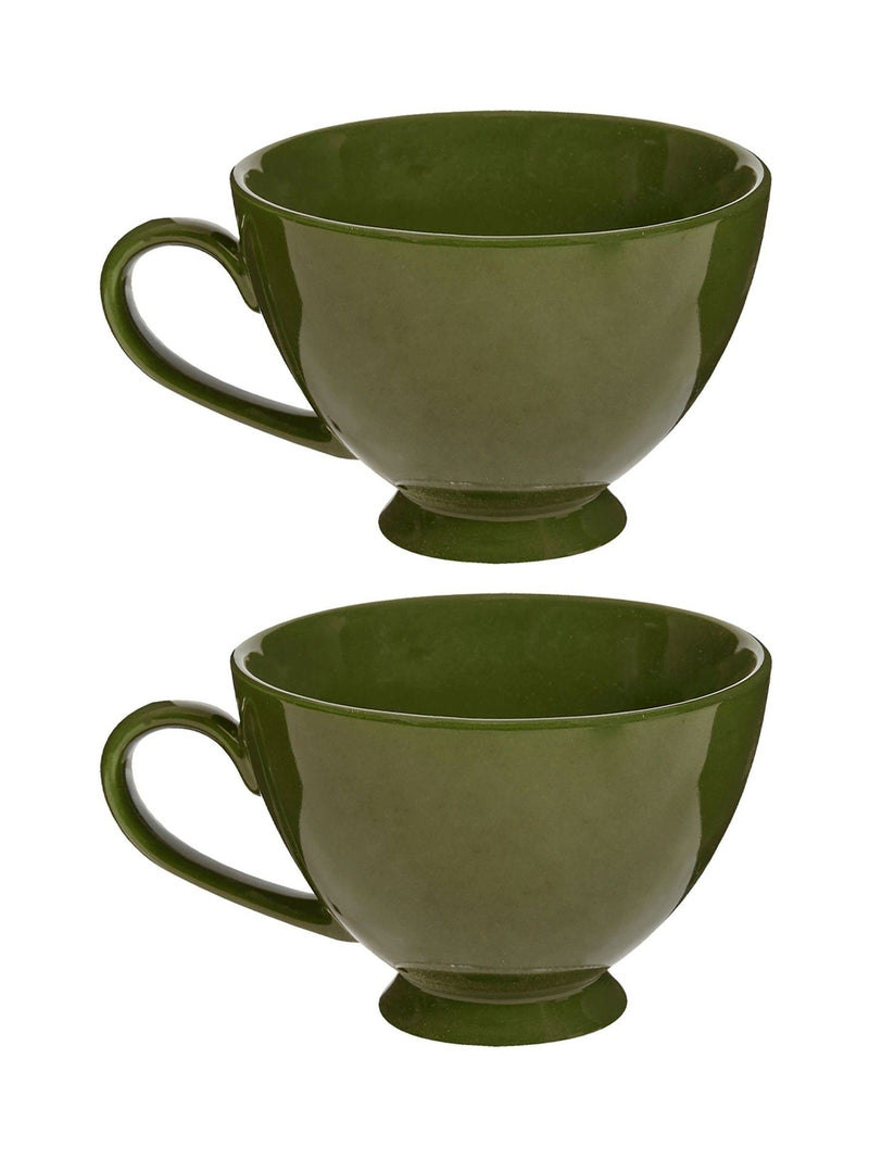 Dibor green footed XL mugs stoneware set of 2, imported from the UK