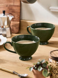 Dibor green footed XL mugs stoneware set of 2, imported from the UK