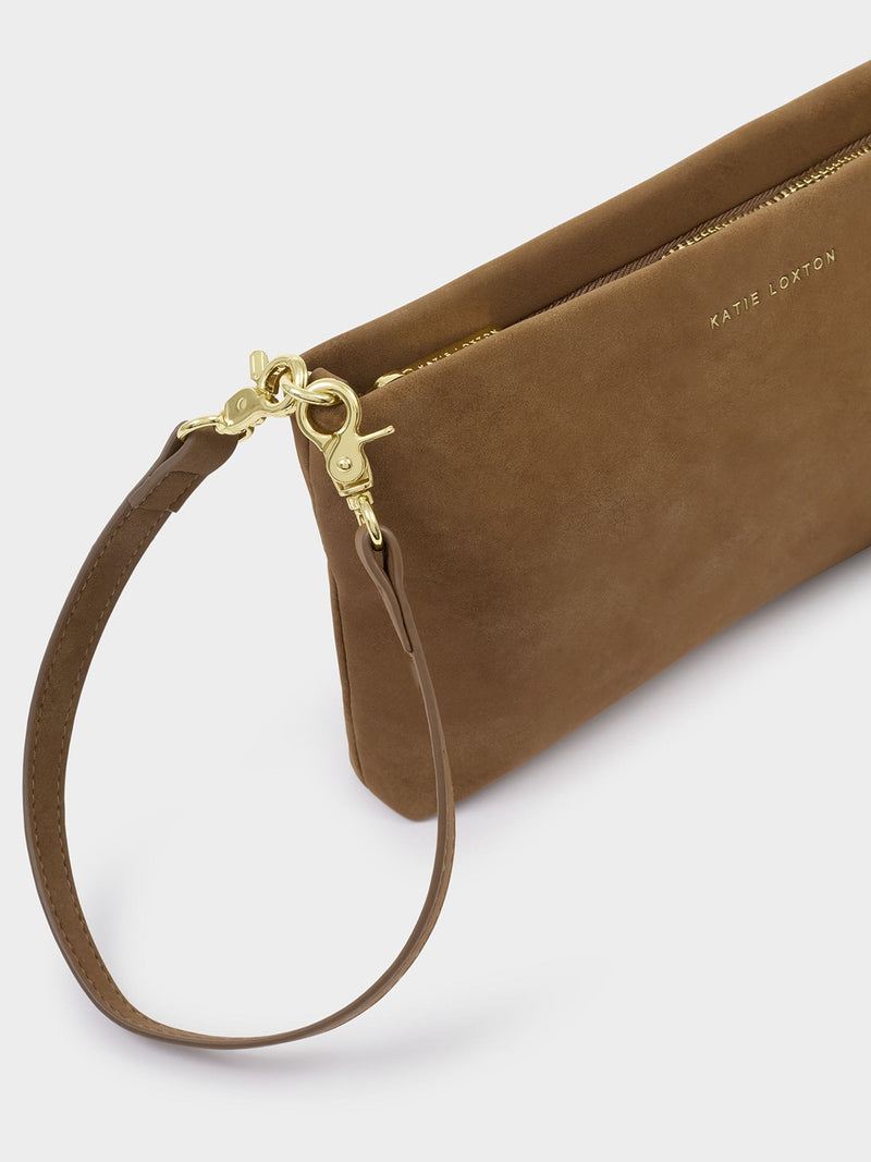 Katie Loxton shoulder bag caramel suedette cord small - British product