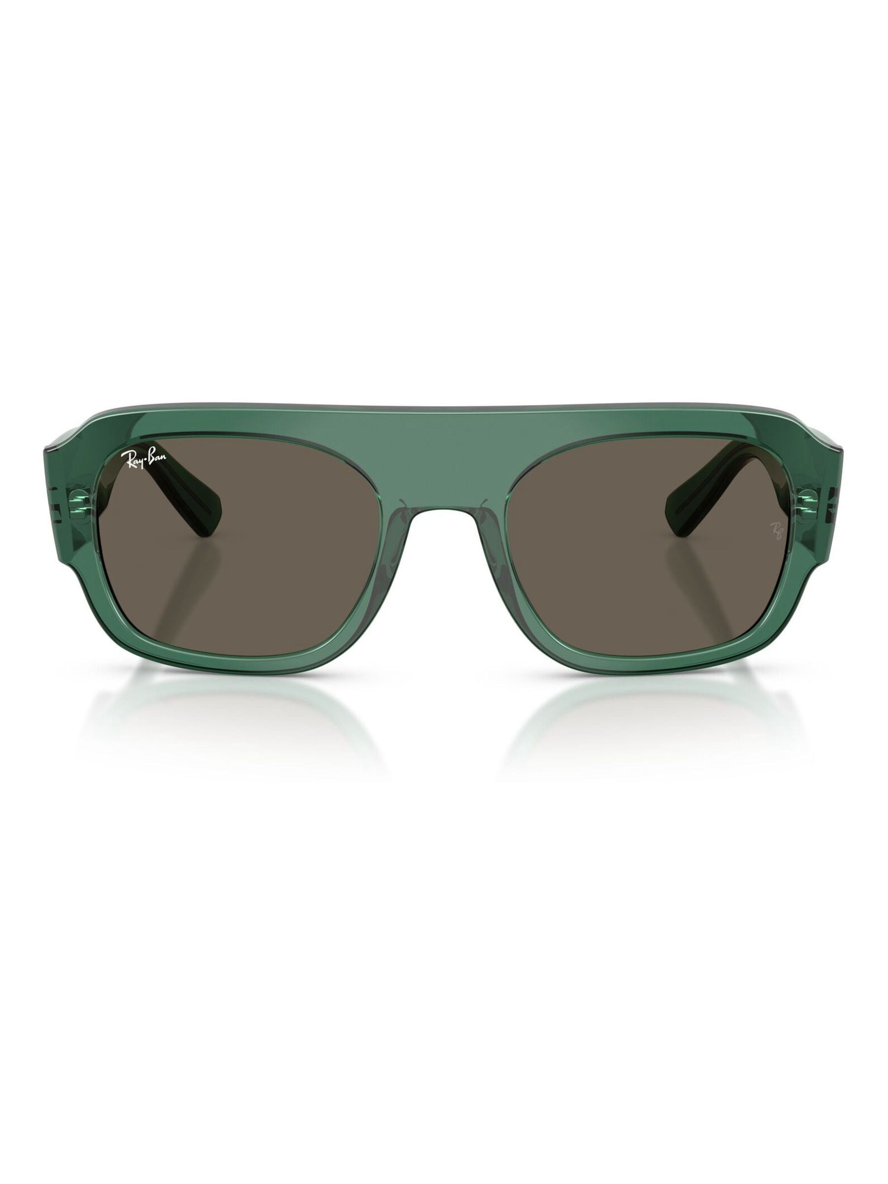 Ray-Ban irregular sunglasses with green lenses and havana frame, imported from the UK