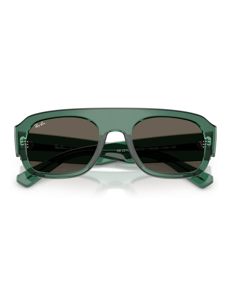 Ray-Ban irregular sunglasses with green lenses and havana frame, imported from the UK