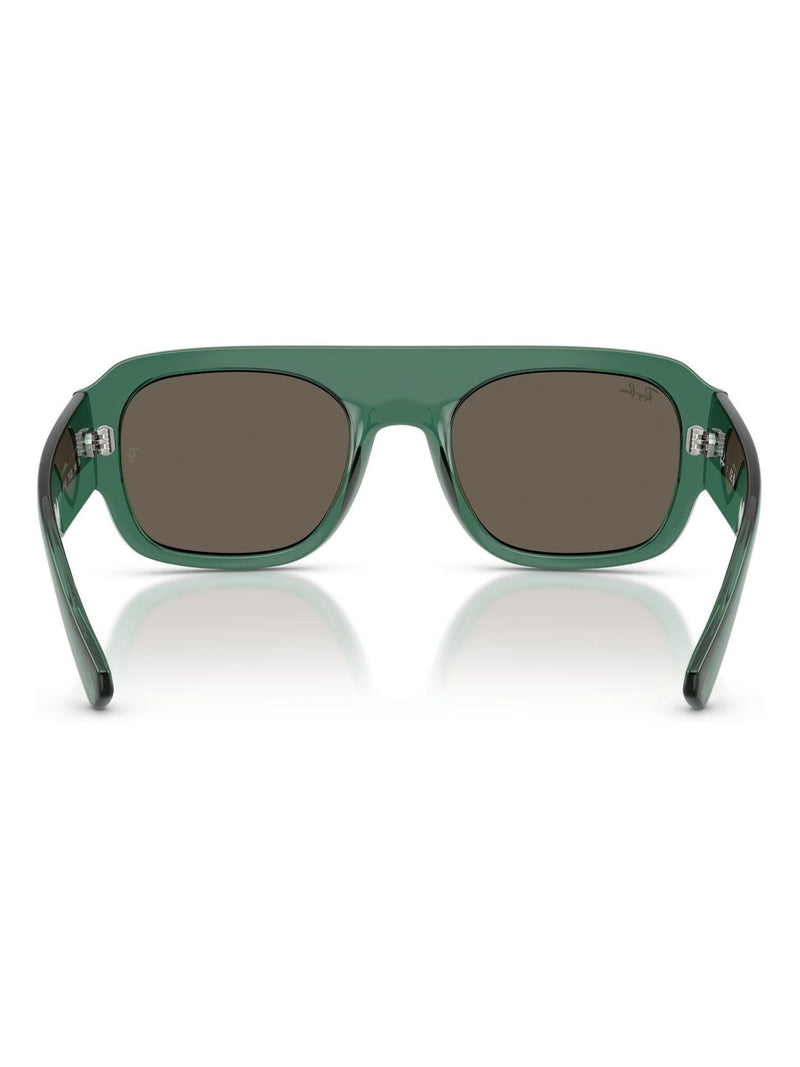 Ray-Ban irregular sunglasses with green lenses and havana frame, imported from the UK