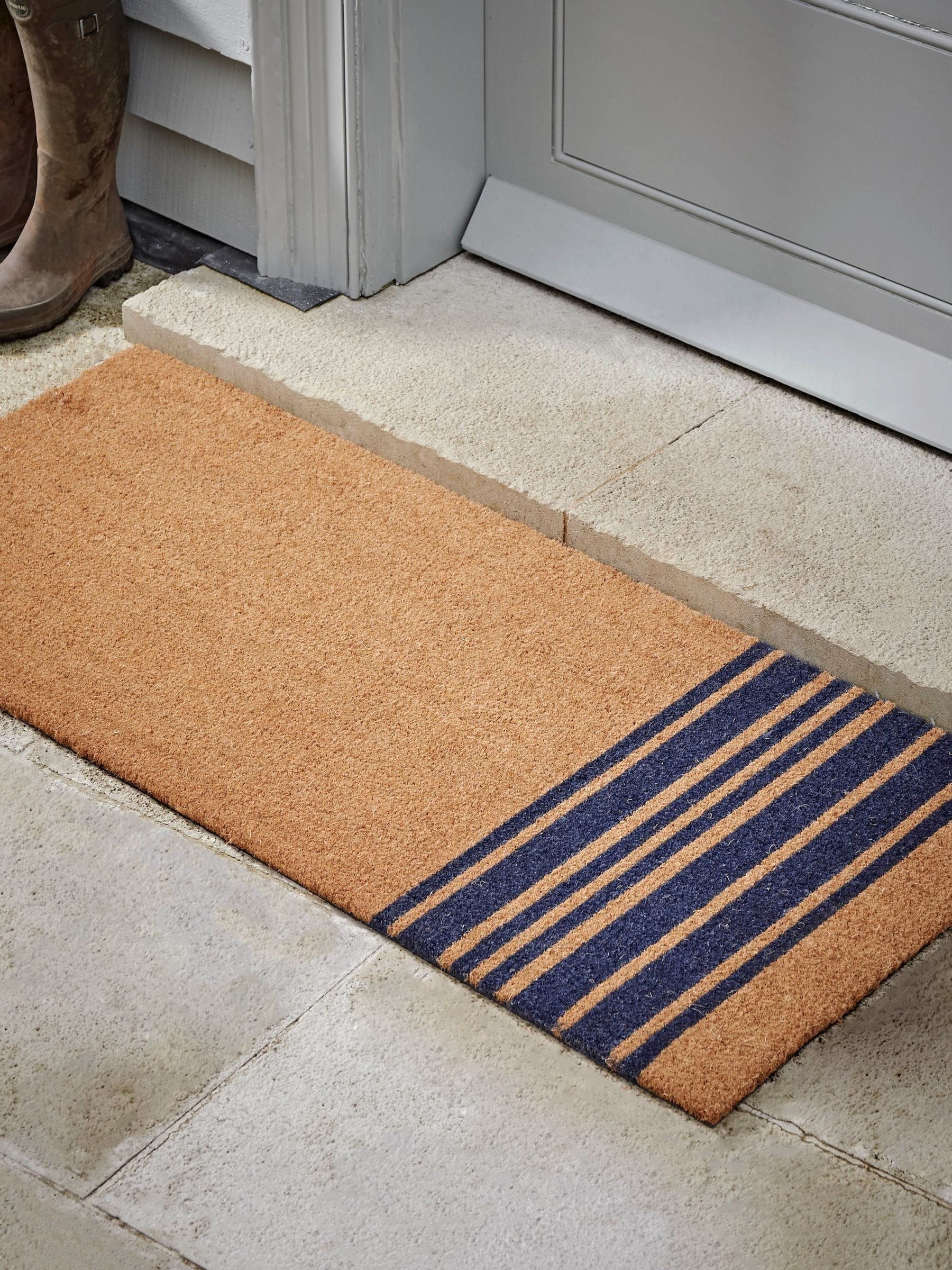 Cox & Cox Natural Double French Stripe doormat 125x56cm (British brand)