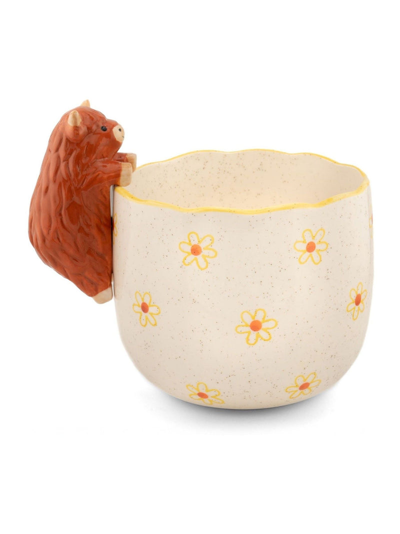 Sass & Belle porcelain planter brown highland cow 13cm, UK version