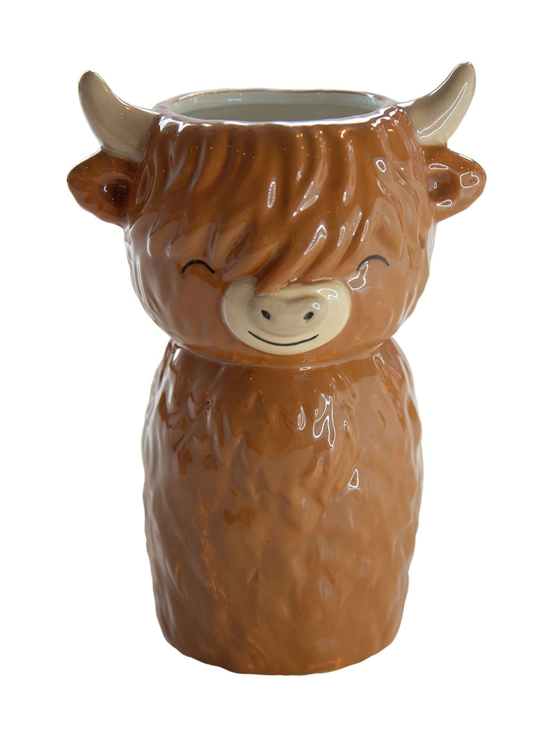 Sass & Belle Highland cow ceramic vase, imported from the UK
