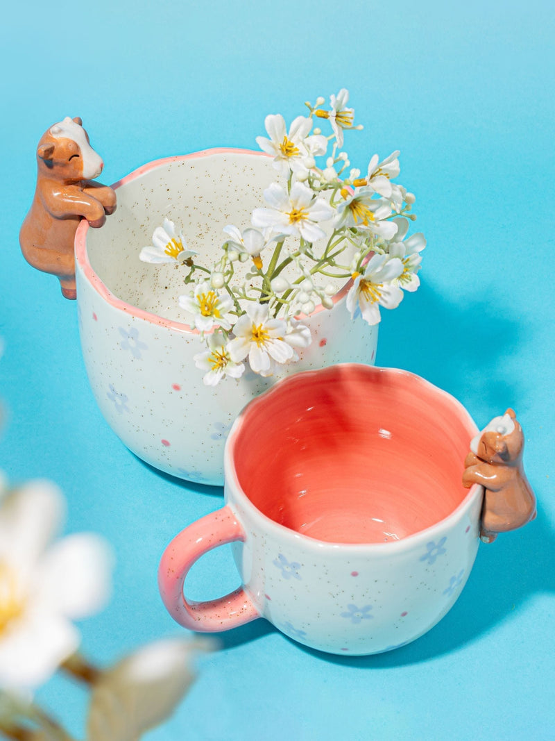 Sass & Belle peeking goat planter in brown and blue (British brand)