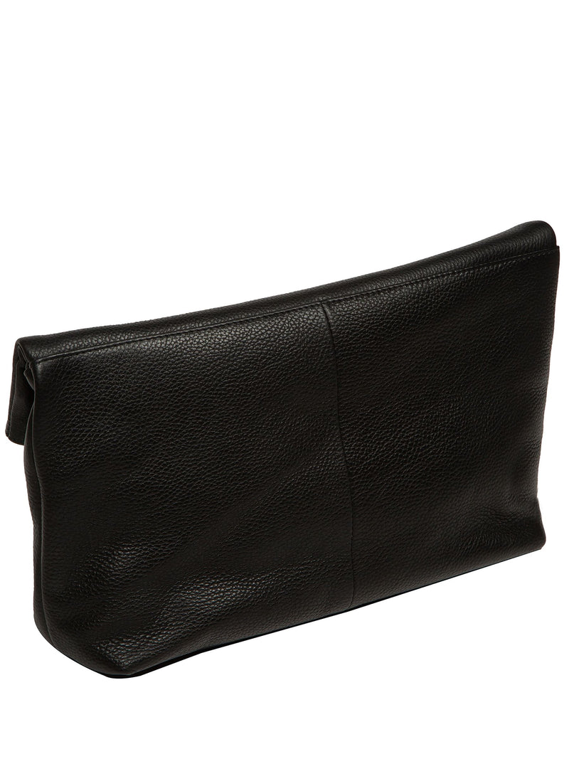 Pure Luxuries London black Sabella leather clutch bag, imported from the UK