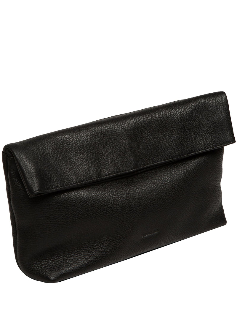 Pure Luxuries London black Sabella leather clutch bag, imported from the UK