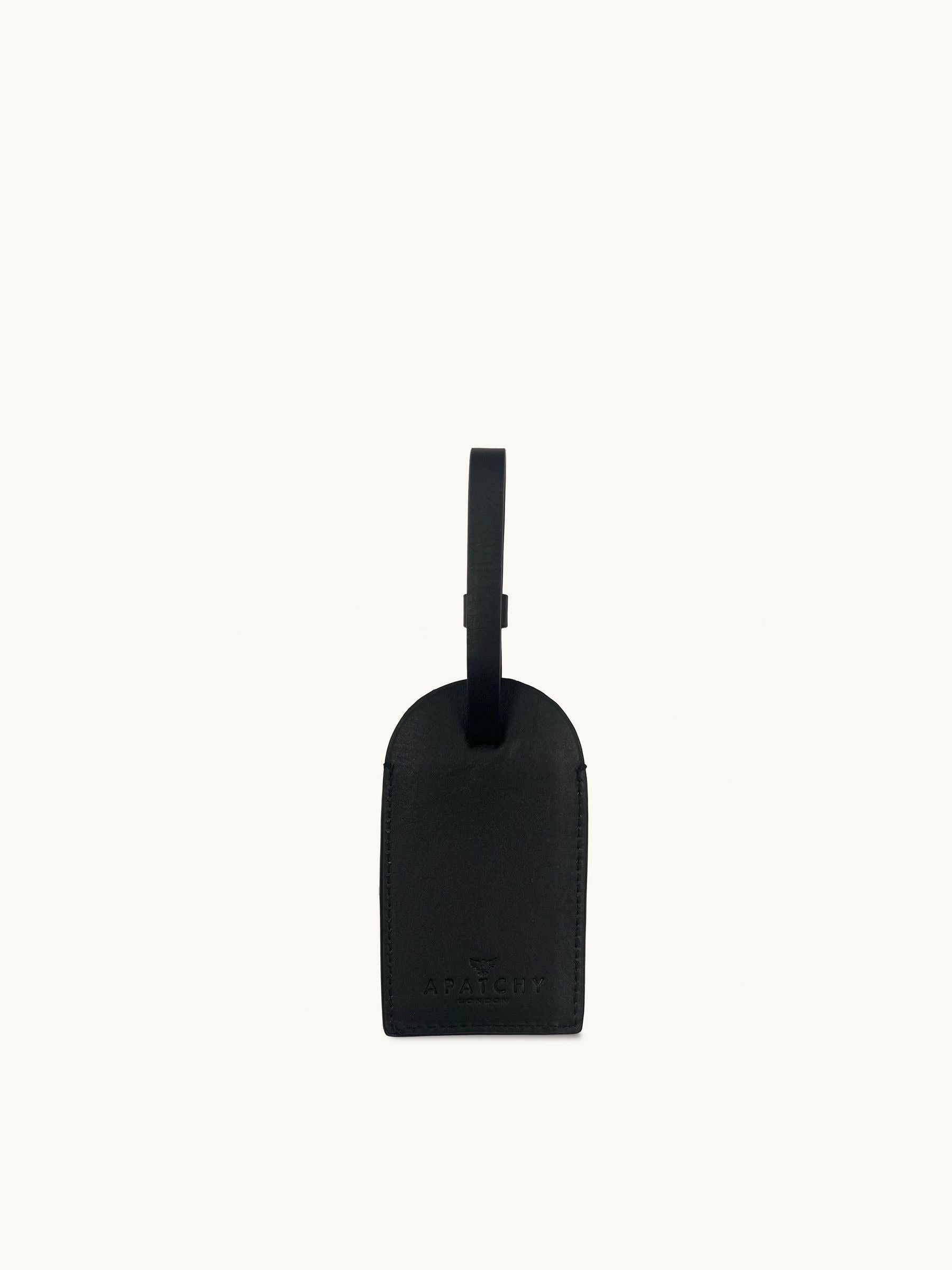 Apatchy black leather luggage tag - British product