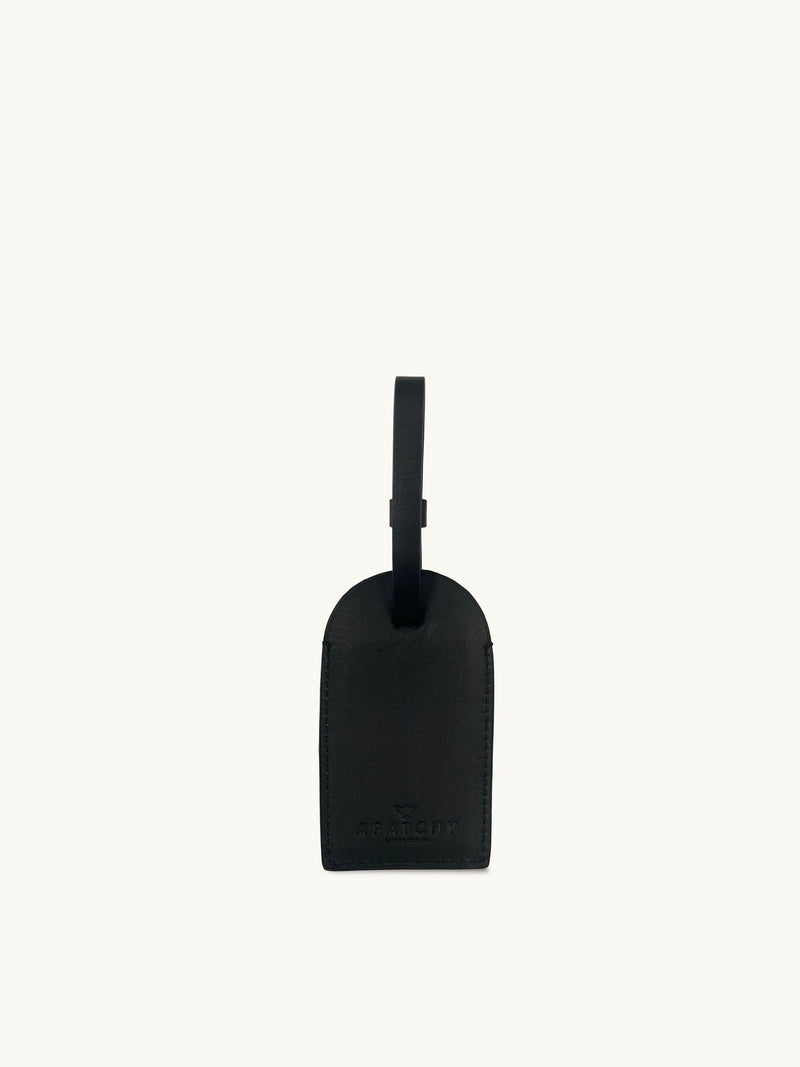 Apatchy black leather luggage tag - British product