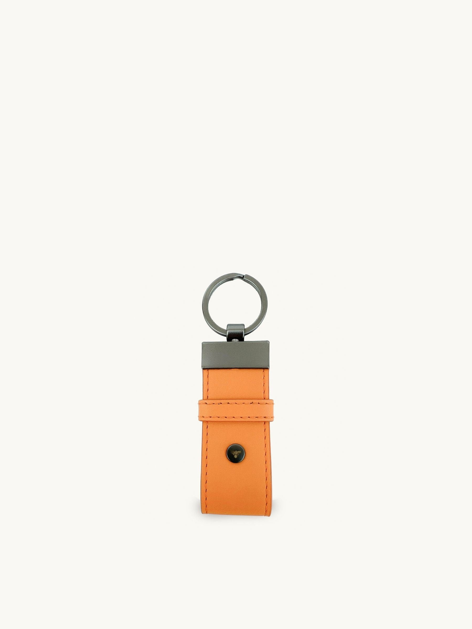 Apatchy orange leather luggage tag and loop keyring set - British product
