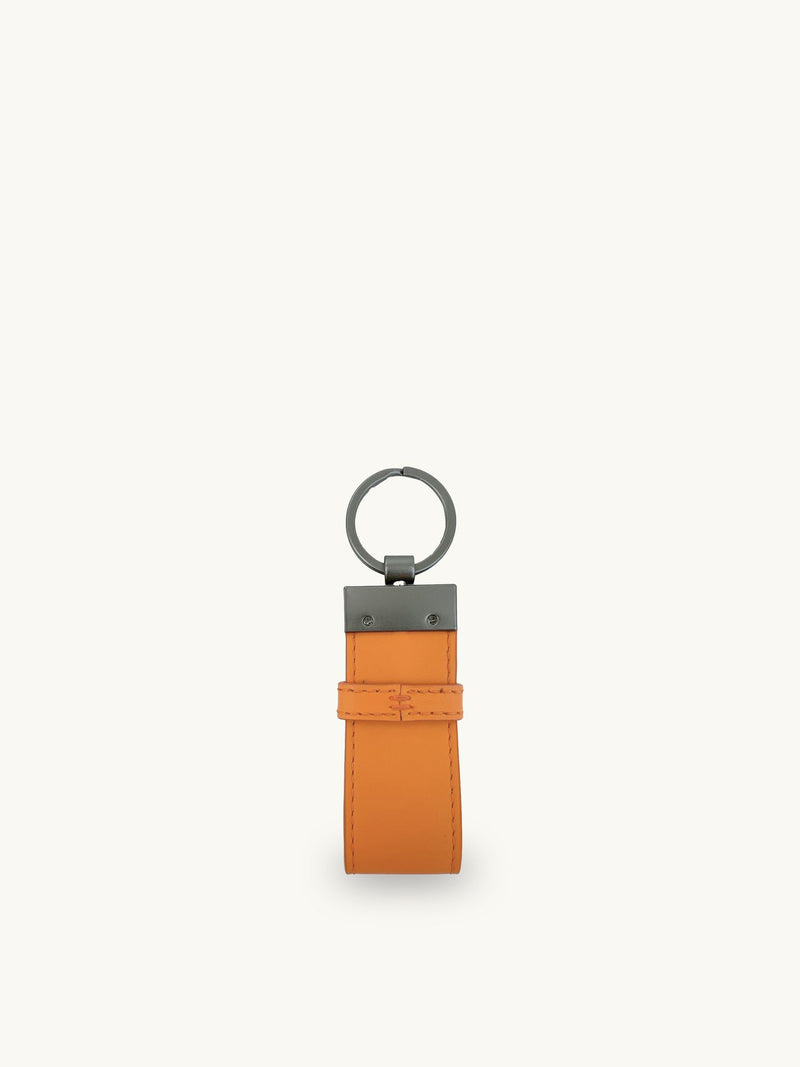 Apatchy orange leather luggage tag and loop keyring set - British product