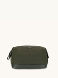 Apatchy Green waxed canvas and leather wash bag, imported from the UK