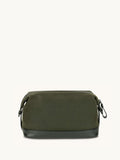 Apatchy Green waxed canvas and leather wash bag, imported from the UK