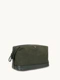 Apatchy Green waxed canvas and leather wash bag, imported from the UK