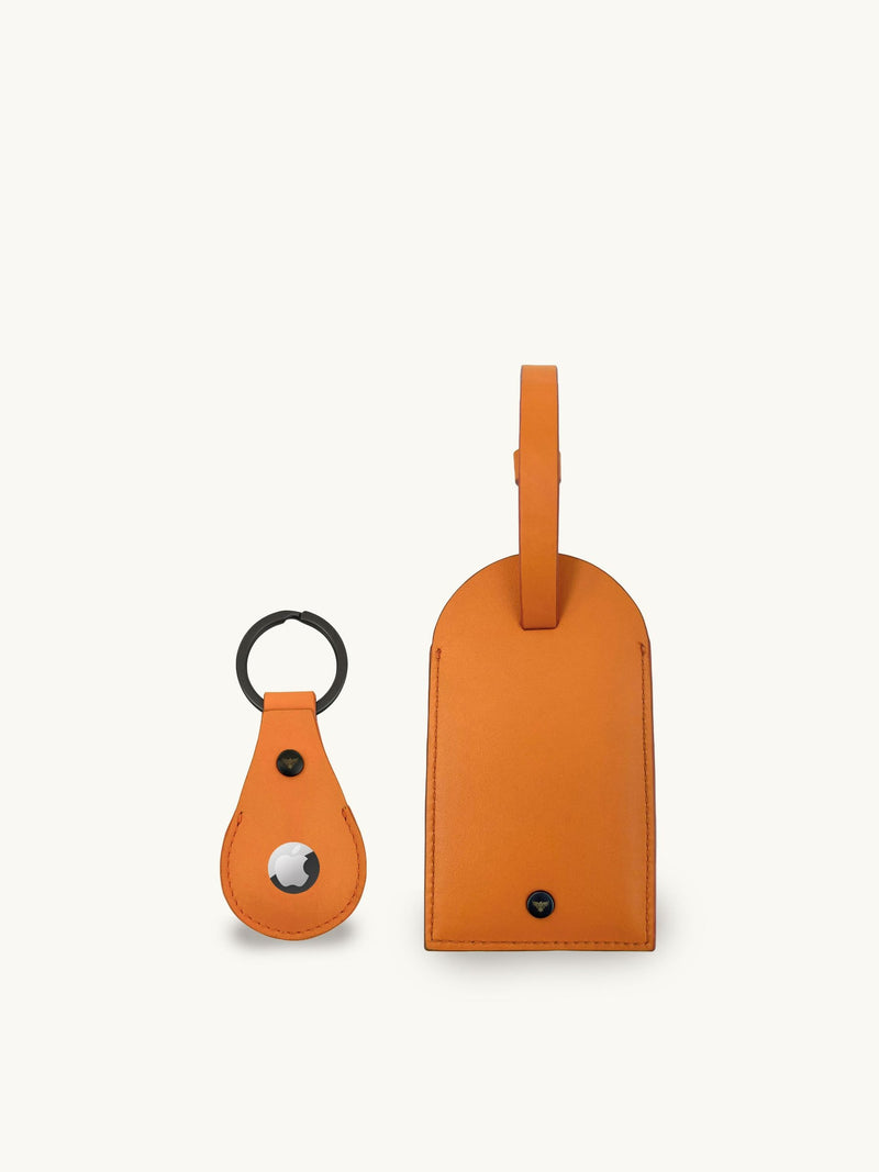 Apatchy Black Leather Luggage Tag and Air Tag Gift Set