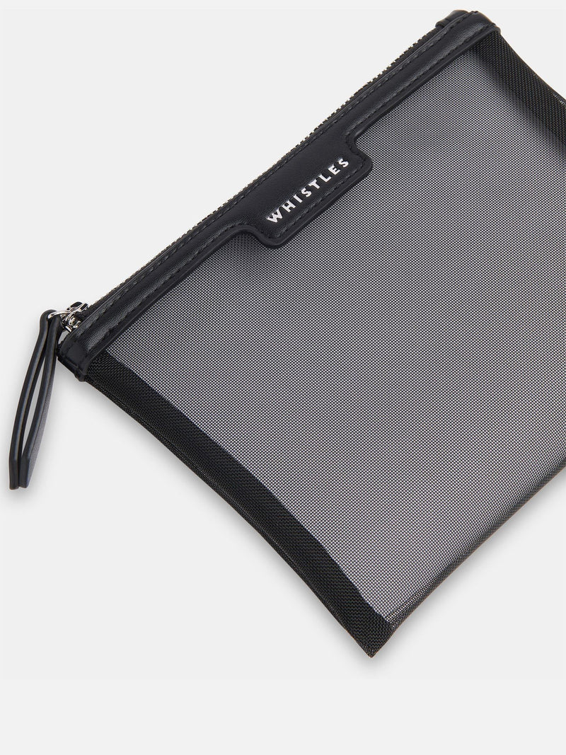 Whistles black mesh pouches 3 pack British brand