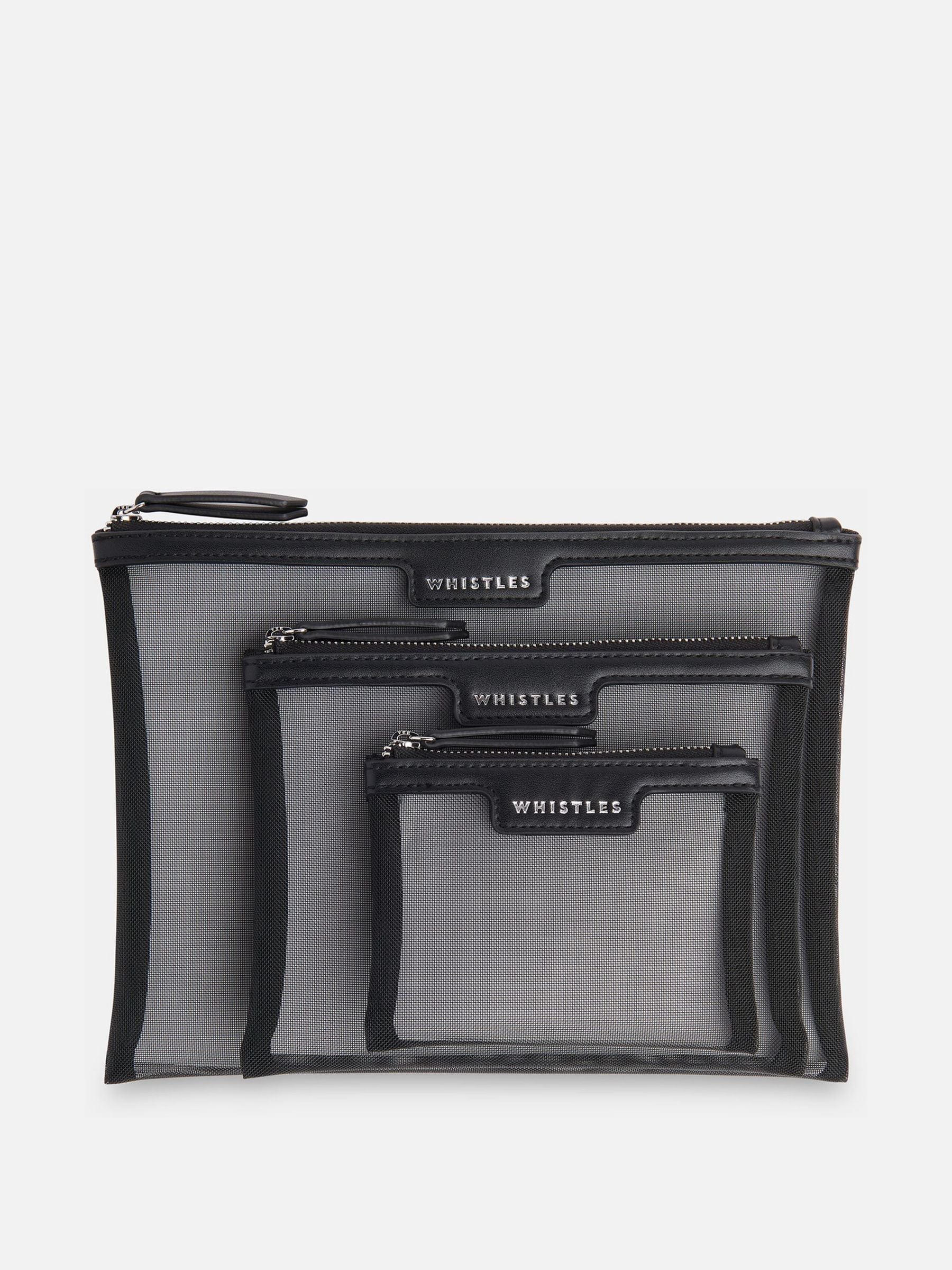 Whistles black mesh pouches 3 pack British brand