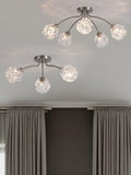 Searchlight satin nickel textured glass flush ceiling light 50cm - British product