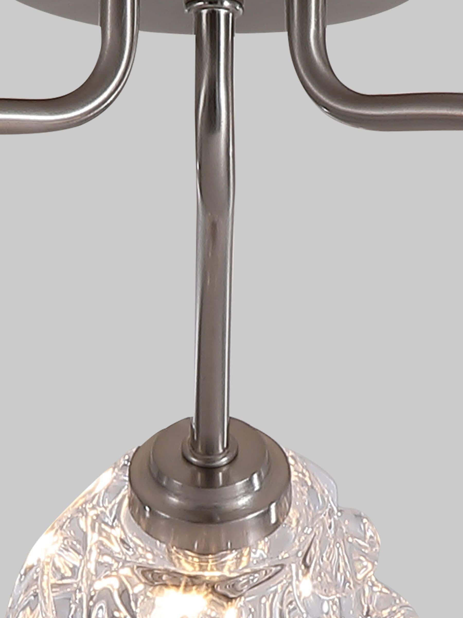 Searchlight satin nickel textured glass flush ceiling light 50cm - British product