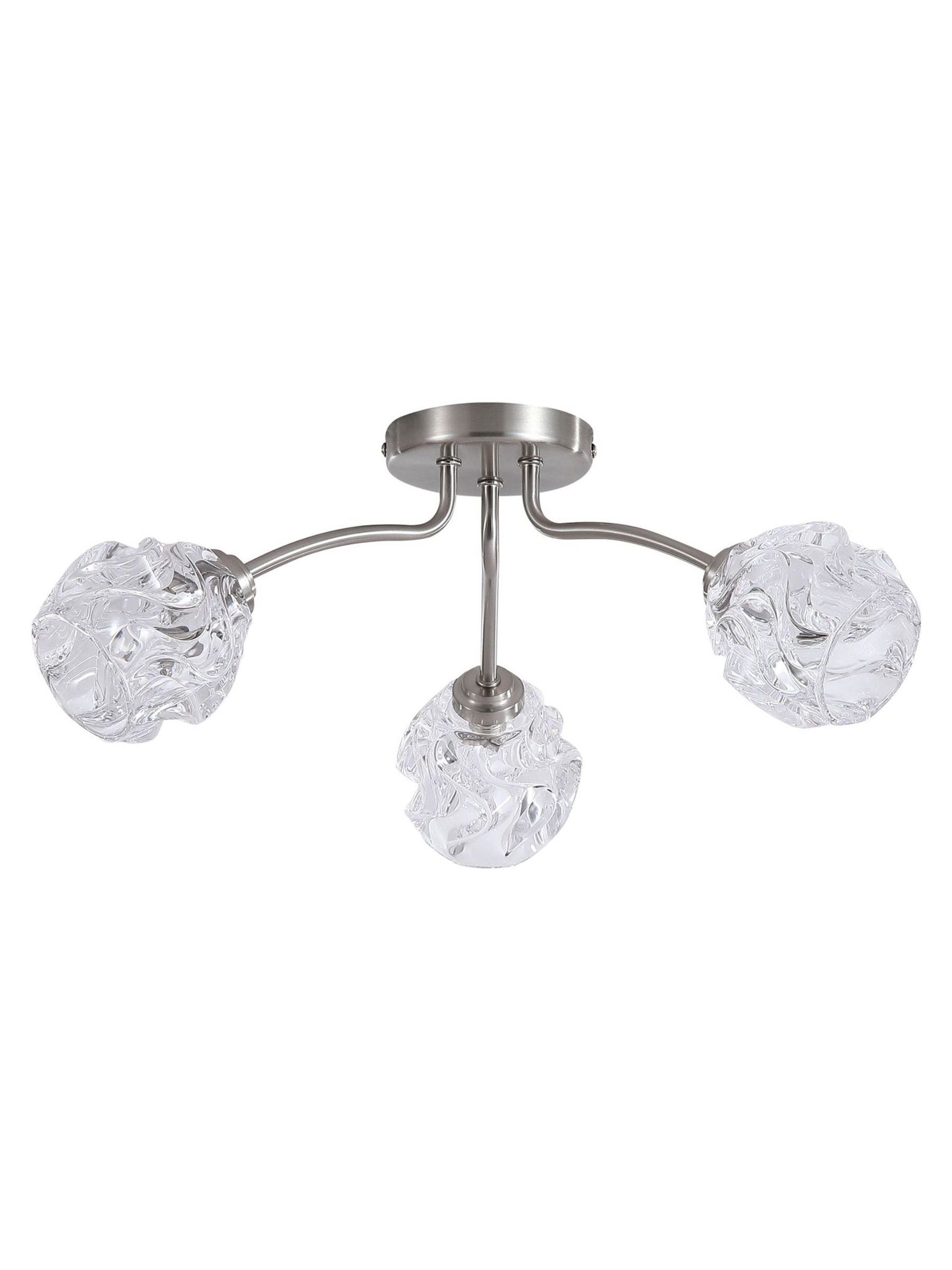 Searchlight satin nickel textured glass flush ceiling light 50cm - British product